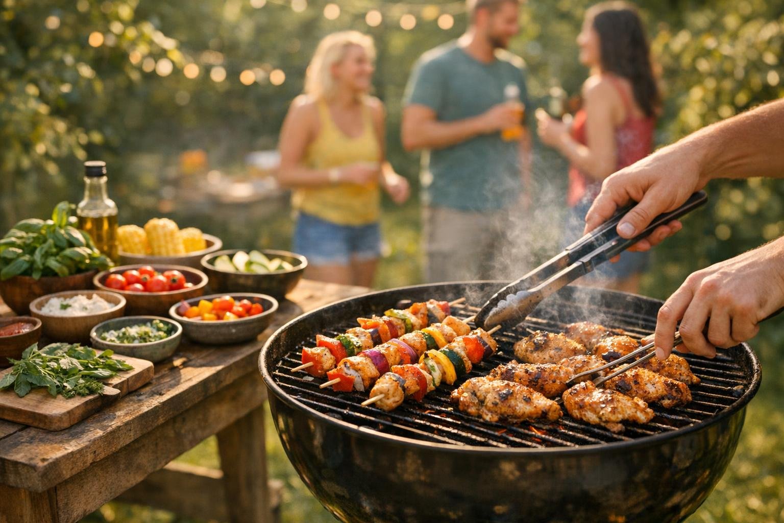Grillrácson készült nyári ételek kezdőknek, baráti társaság hangulattal és egyszerű receptekkel